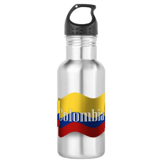 Bouteille D'eau En Acier Inoxydable Drapeau de ondulation de la Colombie