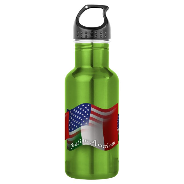 Bouteille D'eau En Acier Inoxydable Drapeau de ondulation Italien-Américain (Devant)