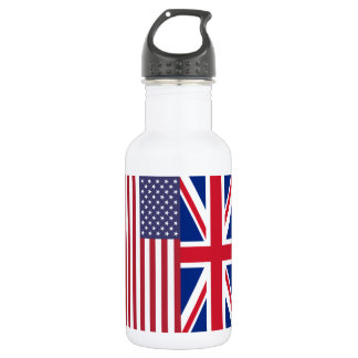Bouteille D'eau En Acier Inoxydable Drapeaux Union Jack et États-Unis d'Amérique
