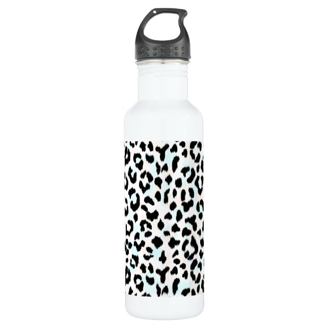 Bouteille D'eau En Acier Inoxydable Écriture chic de guépard noir et blanc (Devant)