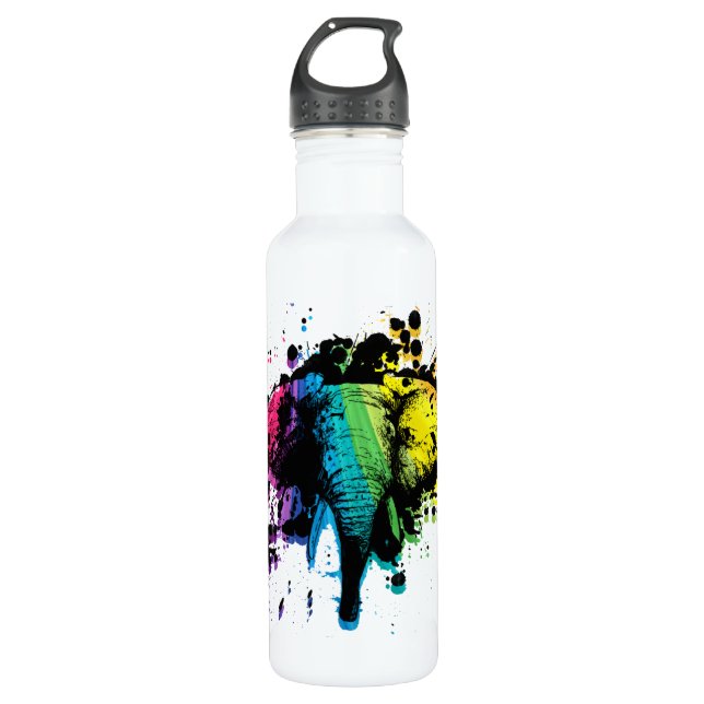 Bouteille D'eau En Acier Inoxydable Eléphant arc-en-ciel (Devant)
