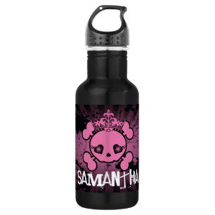 Bouteille D'eau En Acier Inoxydable EMO Pink Skull Crossbones 32. oz.