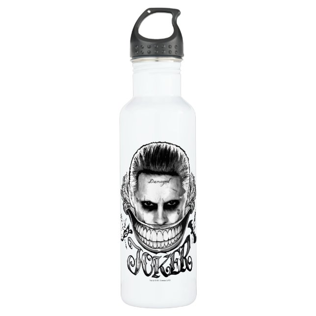 Bouteille D'eau En Acier Inoxydable Équipe de suicide | Joker Smile (Devant)