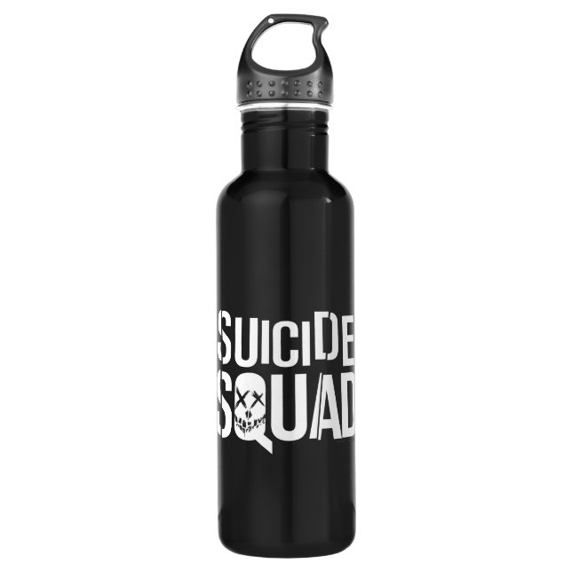 Bouteille D'eau En Acier Inoxydable Équipe de suicide | Logo blanc (Devant)