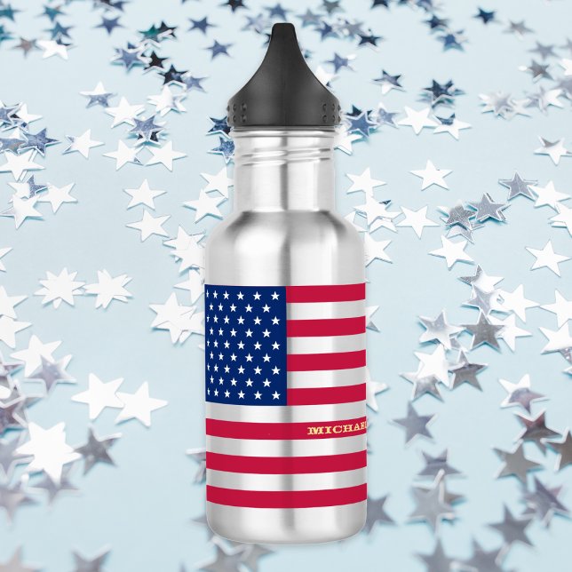Bouteille D'eau En Acier Inoxydable États-Unis Amérique National Drapeau Patriotique É (USA America National Flag Patriotic Stars Stripes Water Bottle)