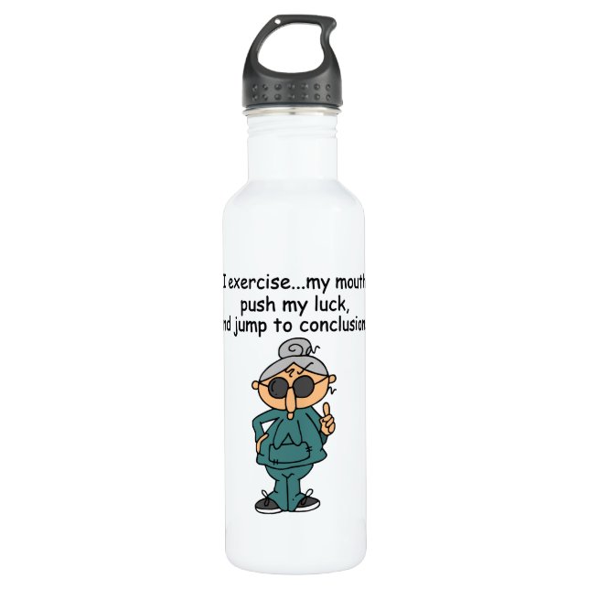 Bouteille D'eau En Acier Inoxydable Exercice, Push, Jump Humour (Devant)