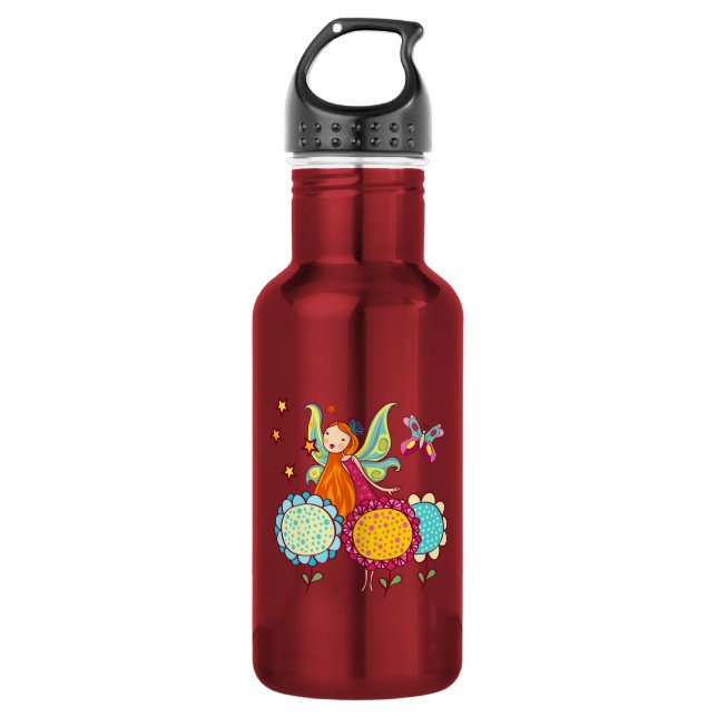Bouteille D'eau En Acier Inoxydable Fée de jardin avec des fleurs (Devant)