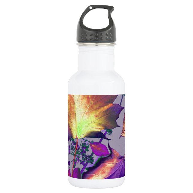 Bouteille D'eau En Acier Inoxydable Feuilles d'automne à Lilac (Devant)