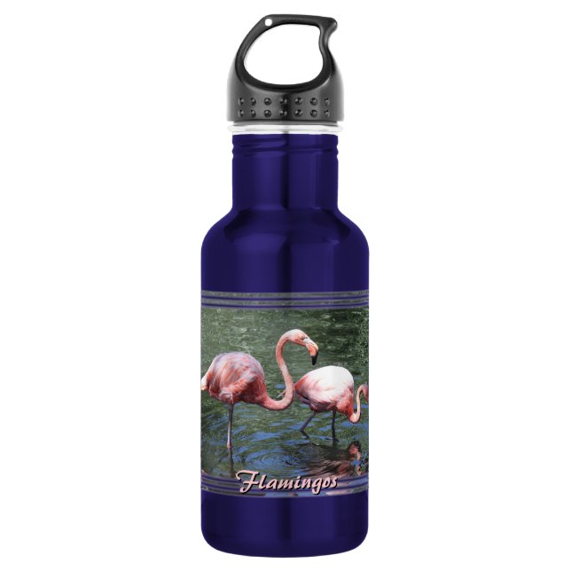 Bouteille D'eau En Acier Inoxydable Flamants roses roses (Devant)