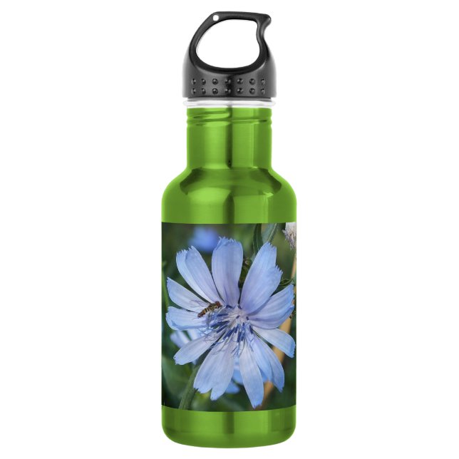 Bouteille D'eau En Acier Inoxydable Fleur de Radicchio Bleu (Devant)