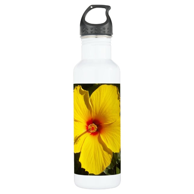 Bouteille D'eau En Acier Inoxydable Fleur d'Hibiscus jaune (Devant)