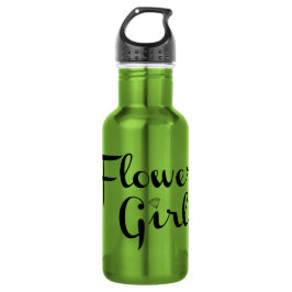 Bouteille D'eau En Acier Inoxydable Fleur Retro Script noir sur vert