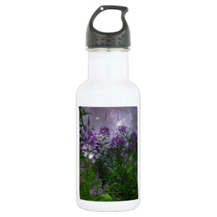 Bouteille D'eau En Acier Inoxydable Fleurs Violettes Fantaisie Nocturne