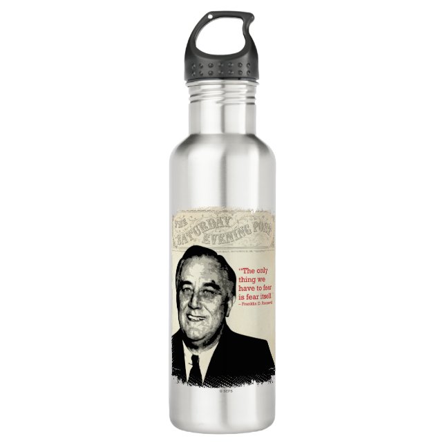 Bouteille D'eau En Acier Inoxydable Franklin D. Citation de Roosevelt (Devant)