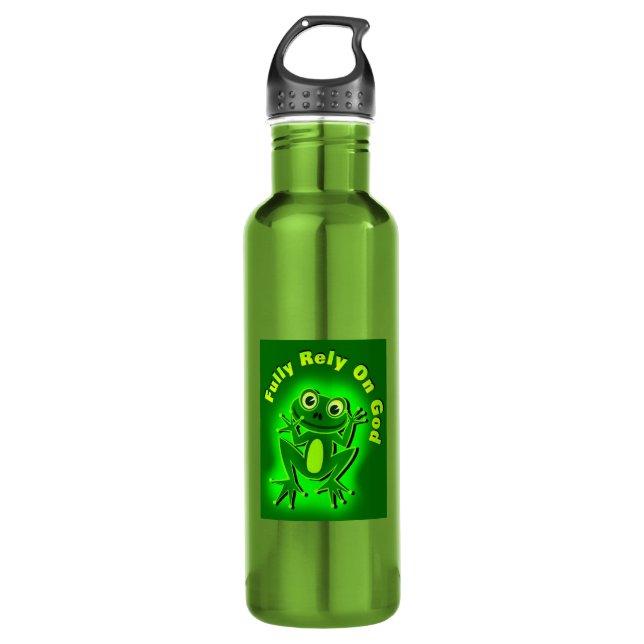 Bouteille D'eau En Acier Inoxydable FROG Pleinement confiance en Dieu (Devant)