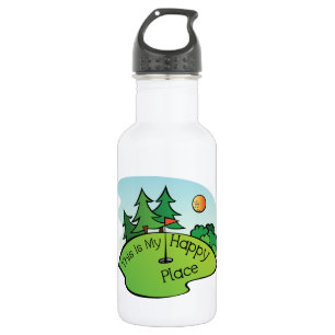 Bouteille D'eau En Acier Inoxydable Golf Parcours Trou Happy Place