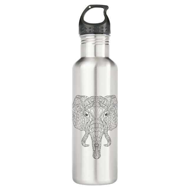 Bouteille D'eau En Acier Inoxydable Griffonnage 2 de tête d'éléphant (Devant)