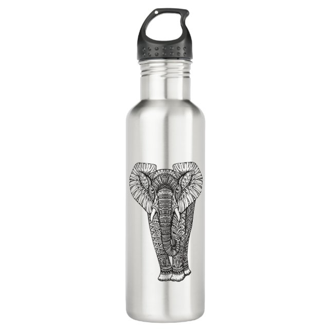 Bouteille D'eau En Acier Inoxydable Griffonnage d'éléphant modelé par imaginaire (Devant)