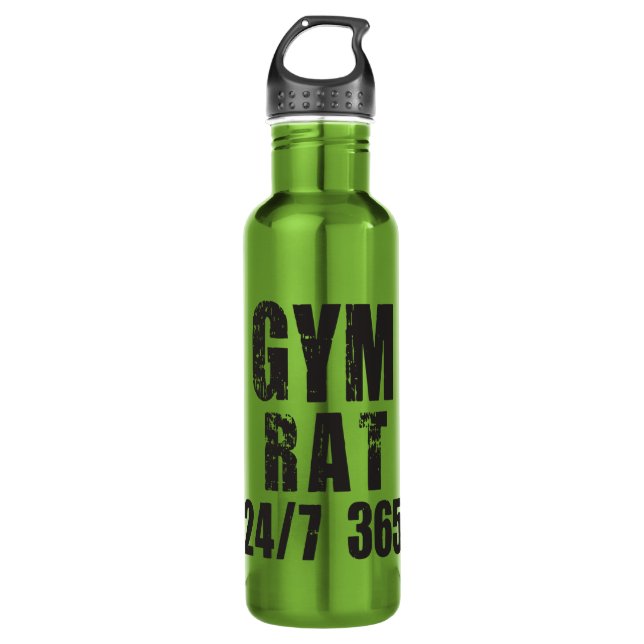 Bouteille D'eau En Acier Inoxydable Gym Rat - 24/7 365 - Bodybuilding (Devant)