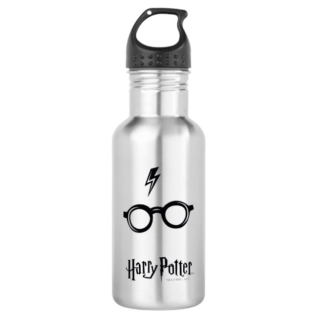 Bouteille D'eau En Acier Inoxydable Harry Potter | Éclair de voiture et lunettes (Devant)