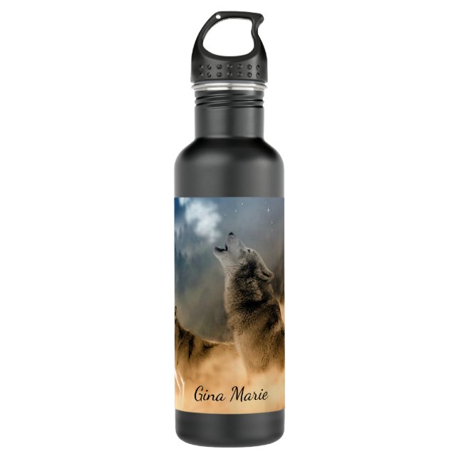 Bouteille D'eau En Acier Inoxydable Howling Wolves (Devant)