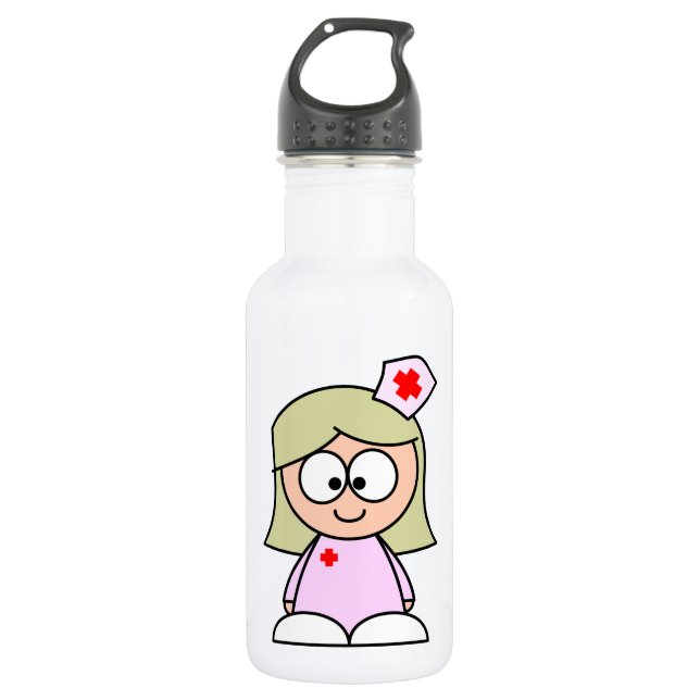 Bouteille D'eau En Acier Inoxydable Infirmière de bande dessinée (Devant)