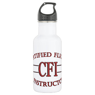 BOUTEILLE D'EAU EN ACIER INOXYDABLE INSTRUCTEUR DE VOL CERTIFIÉ ROUGE DE LOGO CFI