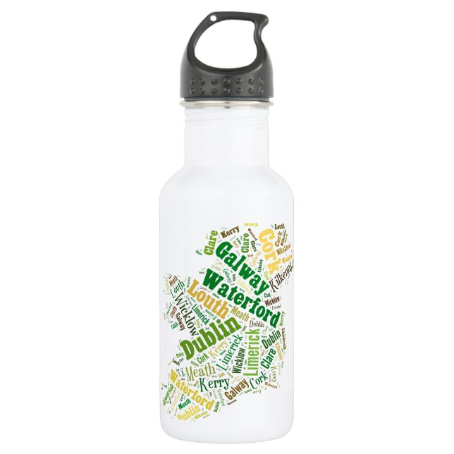Bouteille D'eau En Acier Inoxydable Ireland Cities Word Art (Devant)