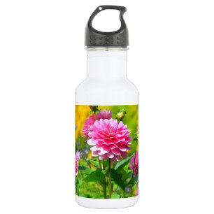 Bouteille D'eau En Acier Inoxydable Jardin fleuri rose dahlia