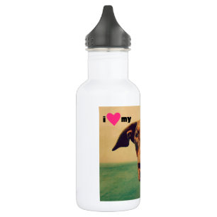 Bouteille D'eau En Acier Inoxydable J'Coeur Mon Chien Doberman Naturel
