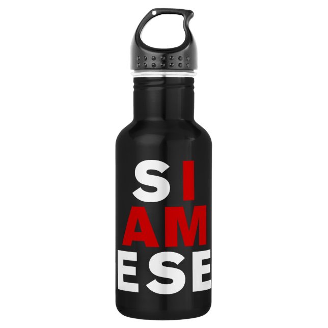 BOUTEILLE D'EAU EN ACIER INOXYDABLE JE SUIS SIAMESE (Devant)