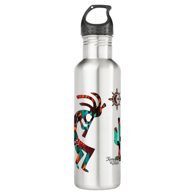 Bouteille d'eau en acier inoxydable Kokopelli Sud- (Devant)