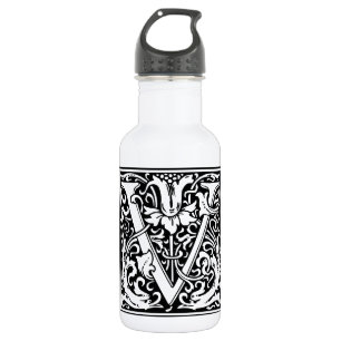 Bouteille D'eau En Acier Inoxydable Lettre V Monogramme médiéval Art Nouveau