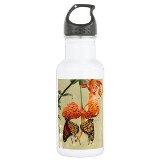 Bouteille D'eau En Acier Inoxydable Lis tigré et monarques