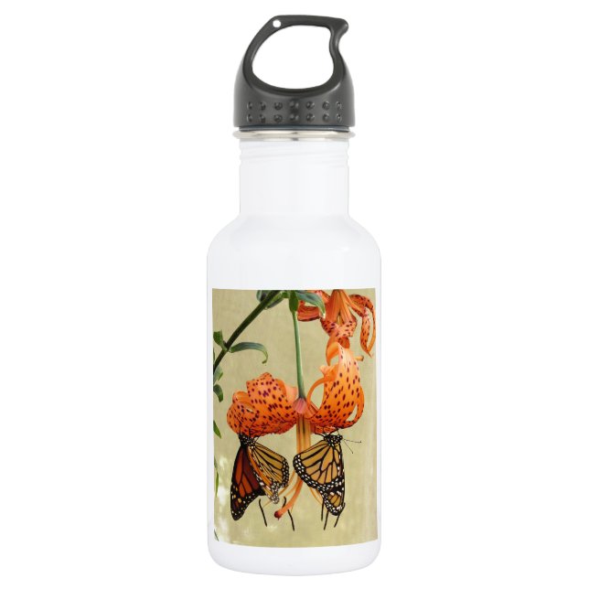 Bouteille D'eau En Acier Inoxydable Lis tigré et monarques (Devant)