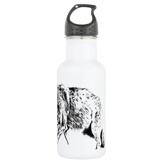 Bouteille D'eau En Acier Inoxydable Loup de chasse (Devant)