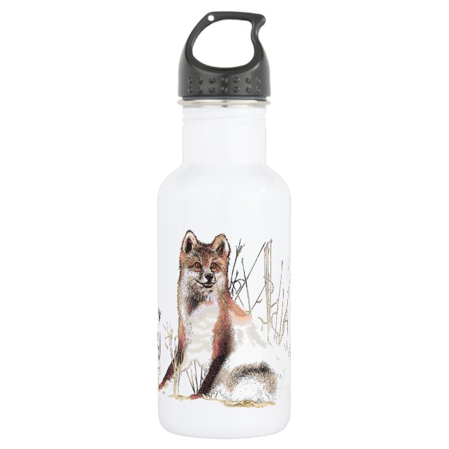 Bouteille D'eau En Acier Inoxydable Loup d'hiver (Devant)
