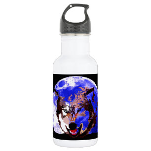 Bouteille D'eau En Acier Inoxydable Loup et Pleine lune