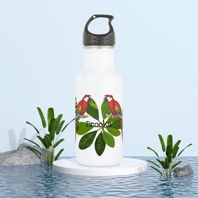 Bouteille D'eau En Acier Inoxydable Mâchoire Et Feuillage Tropical Personnalisé (Créateur téléchargé)