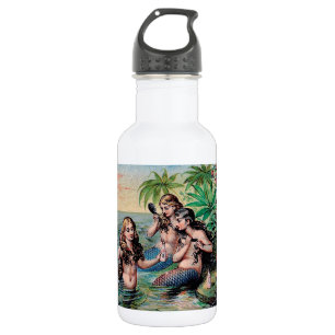 Bouteille D'eau En Acier Inoxydable Mermaid Antique Magie Océan Nautique