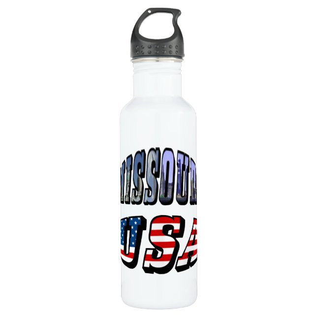 Bouteille D'eau En Acier Inoxydable Missouri Picture et USA Text (Devant)