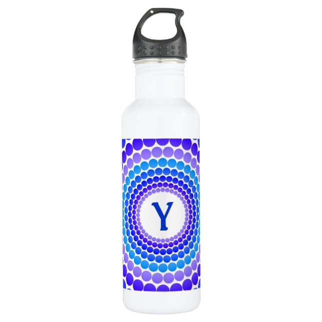 Bouteille D'eau En Acier Inoxydable Monogramme bleu de point (Devant)