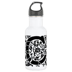 Bouteille D'eau En Acier Inoxydable Monogramme C initial. Nom floral Motif Customisé