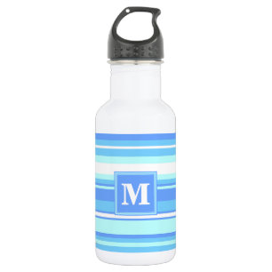 Bouteille D'eau En Acier Inoxydable Monogramme ciel bandes bleues