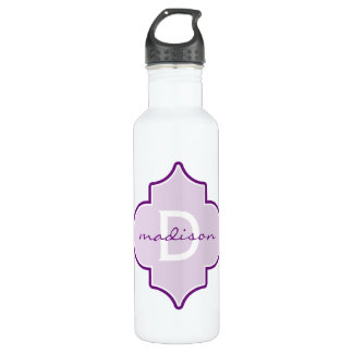 Bouteille D'eau En Acier Inoxydable Monogramme de Quatrefoil pourpre