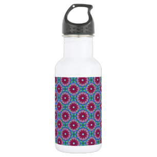 Bouteille D'eau En Acier Inoxydable Motif à fleurs magenta, rose et verte