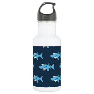 Bouteille D'eau En Acier Inoxydable Motif de requin caricature bleu