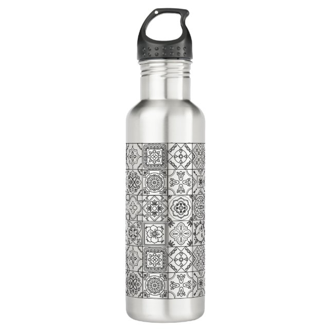 Bouteille D'eau En Acier Inoxydable Motif inspiré de Talavera (Devant)
