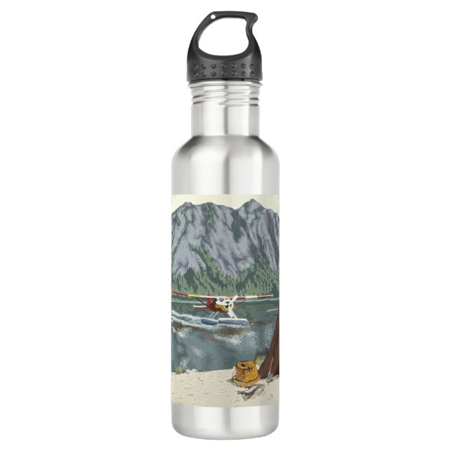 Bouteille D'eau En Acier Inoxydable Mountain Plane Aventure Travel (Devant)