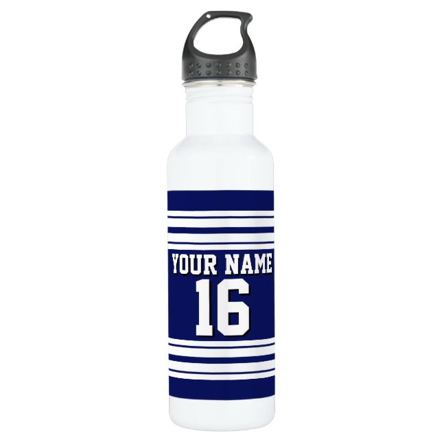 Bouteille D'eau En Acier Inoxydable Navy Blue White Team (Devant)